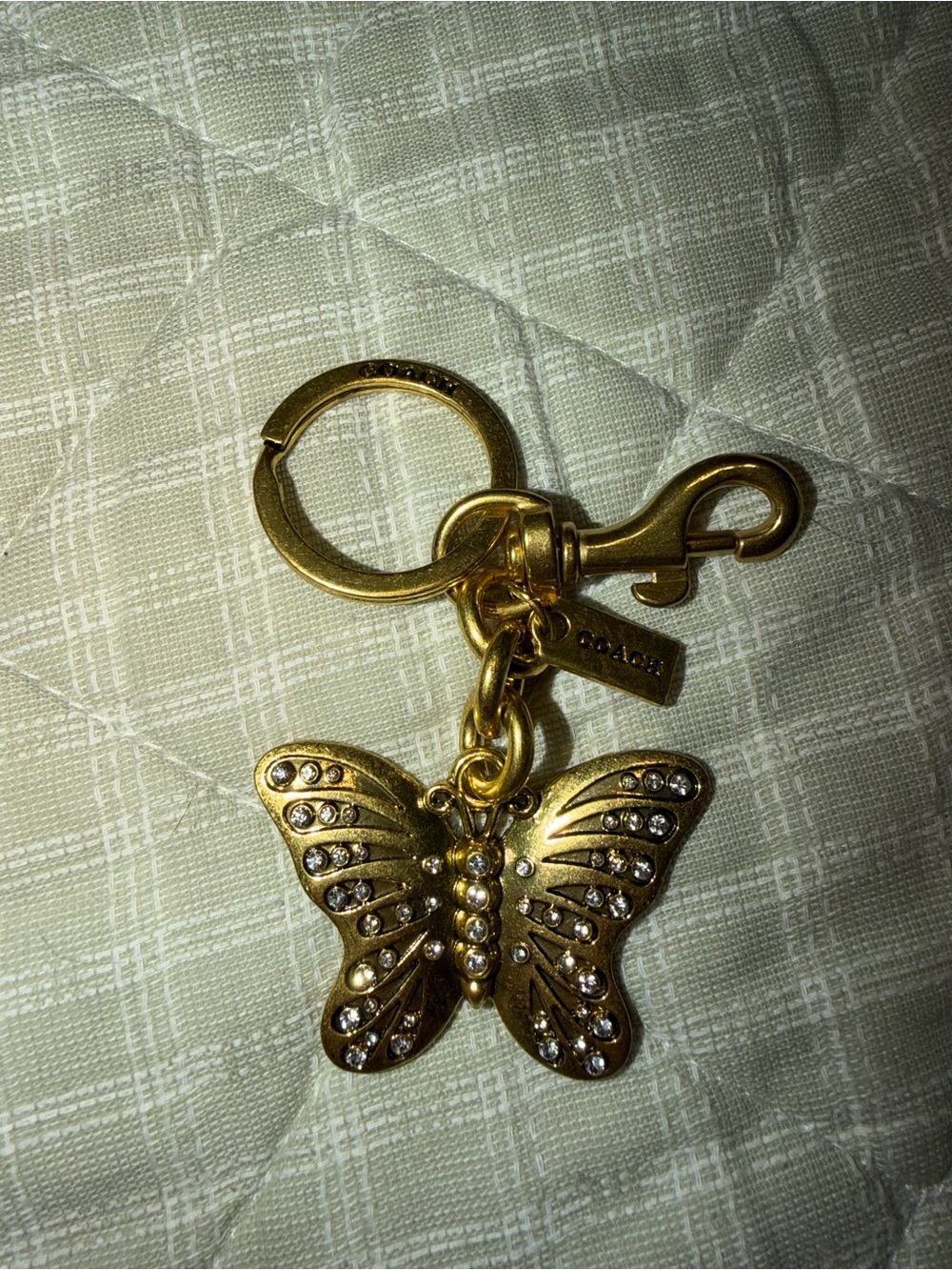 Coach Gold Butterfly Crystal Key Fob